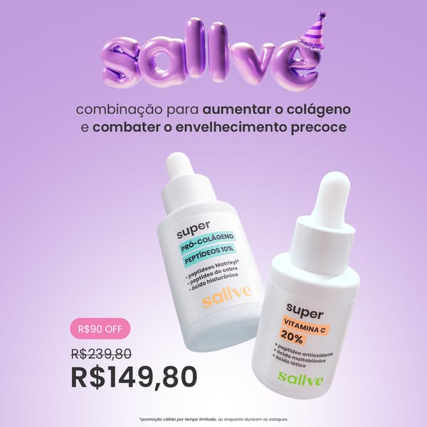 An image ad for Sallve featuring a promotion for a combination of their Super Pro-Colágeno and Super Vitamina C serums t