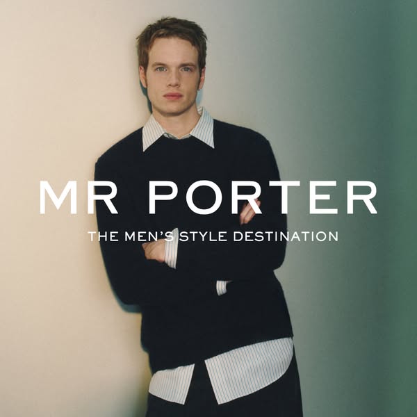 This ad for Mr Porter features a man wearing a sweater and collared shirt. The ad promotes Mr Porter as the men's st