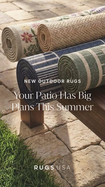 An image ad for Rugs USA featuring the tagline, "Your Patio Has Big Plans This Summer".