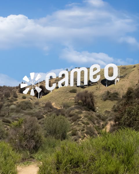 This ad shows the Cameo logo integrated with the Hollywood sign. The Hollywood sign is digitally replaced with the Cameo