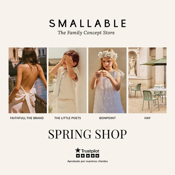 This ad for SMALLABLE showcases several different designers and clothing brands that the store carries.