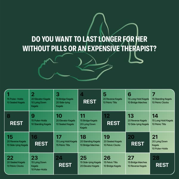 The ad is designed to get people to do kegel exercises by presenting a workout plan with the exercises to do each day.