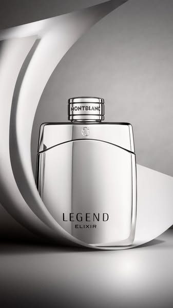 This ad features Montblanc Legend Elixir fragrance. The image shows the fragrance bottle as the main focus, set against 