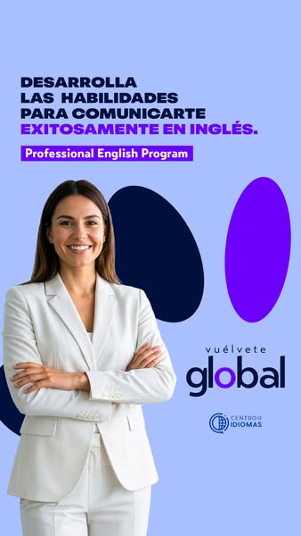 The ad promotes a 'Professional English Program' designed to develop skills for successful communication in Engl