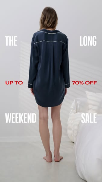 This image ad promotes a weekend sale of long dresses with a discount of up to 70% off.
