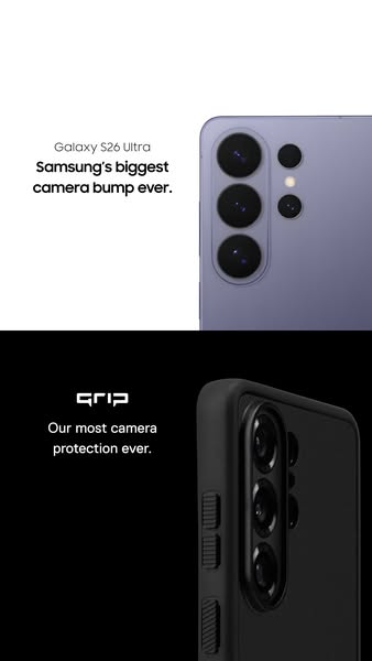 This ad showcases a phone with a large camera and a phone case for it.
