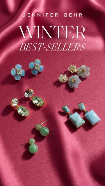 This ad showcases Jennifer Behr's winter best-selling earrings. The ad features a variety of earrings in different s