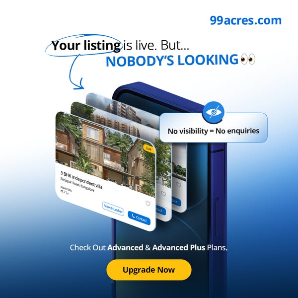 This is a single image ad for 99acres.com, a real estate listing website. The ad highlights the importance of visibility