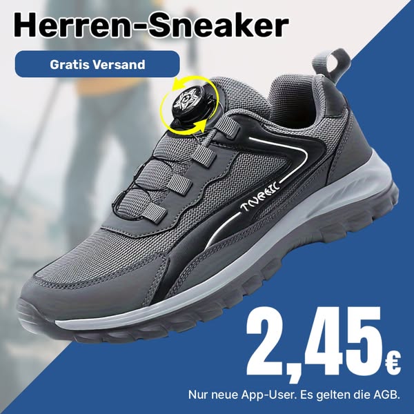 This image ad for TNREIC men's sneakers features a prominent display of the product. The ad emphasizes the shoe'