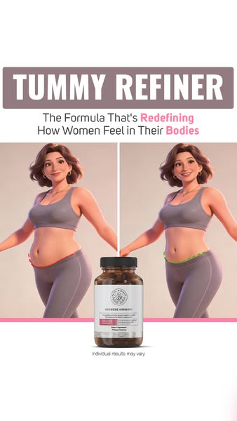 Ad for the Tummy Refiner by Hormone Harmony, which claims to redefine how women feel in their bodies. The ad presents a 