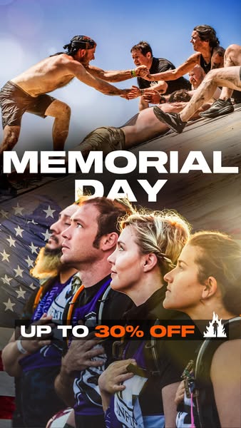 This Memorial Day ad for Spartan obstacle course races uses imagery of race participants helping each other and standing