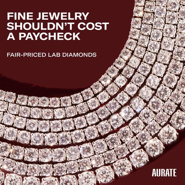 This ad for Aurate jewelry highlights the high cost of fine jewelry and positions Aurate as a solution by offering fair-