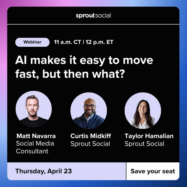 The ad is inviting users to sign up for a webinar that discusses AI.