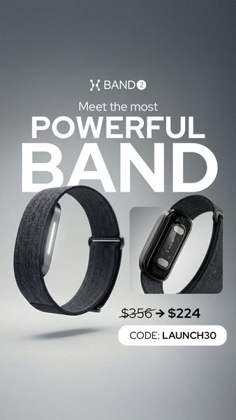 This image ad showcases the Band 2 fitness tracker with a focus on its design and potential savings through a limited-ti