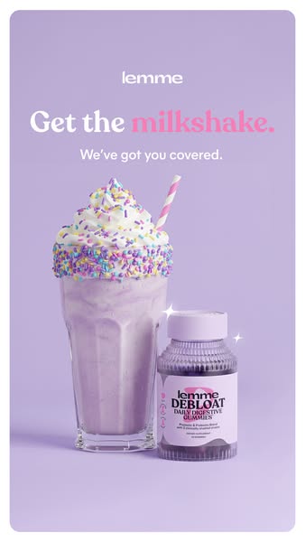 This ad features the brand Lemme and their product Debloat Daily Digestive Gummies. The ad leverages the visual metaphor