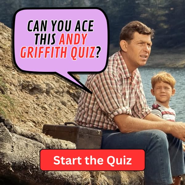 This ad promotes an Andy Griffith quiz. It features a still from the show with Andy and Opie sitting by a lake. A speech