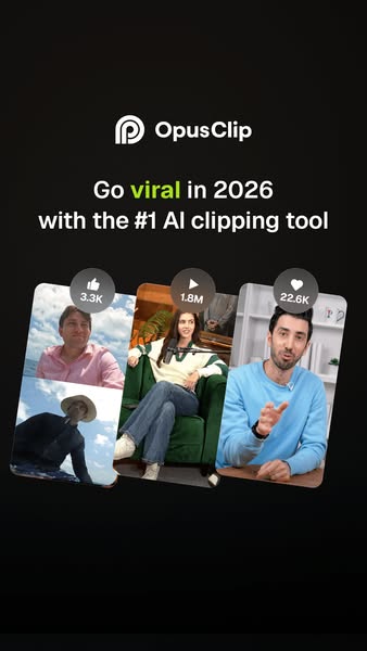 This ad for Opus Clip highlights the product's ability to help users go viral by using AI to clip videos.
