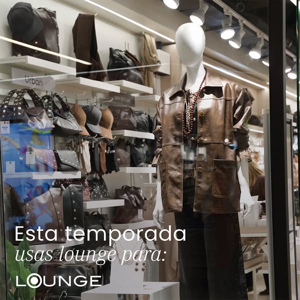 An image showing a store display with Lounge branding to promote their products.