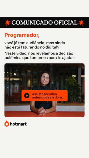 This ad is for Hotmart, an online platform, and targets programmers who already have an audience but are not yet monetiz
