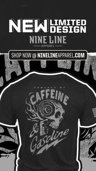 This image ad by Nine Line Apparel promotes a new shirt design that is part of a limited release. The shirt features a s
