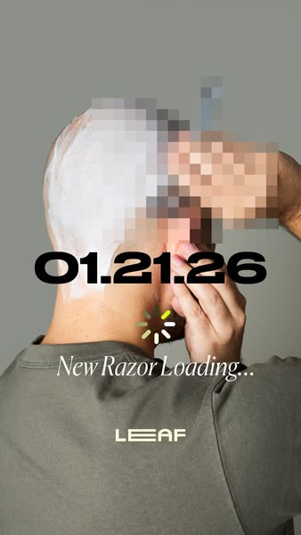 This ad teases the launch of a new razor from Leaf on January 21, 2026. The ad features a close-up of a person with shav