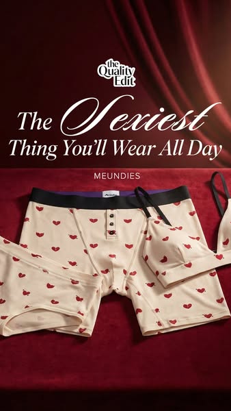 This image ad for MeUndies features a matching set of underwear against a velvet backdrop, advertising comfort and sexin
