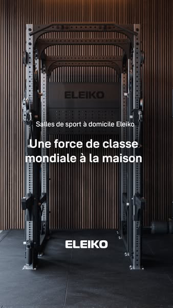 This image ad showcases Eleiko's home gym equipment, emphasizing its world-class quality and suitability for home us