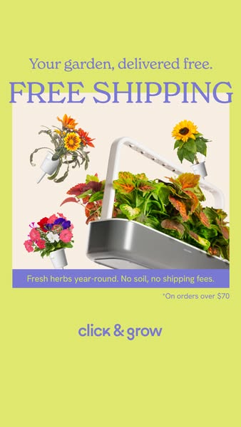 This ad for Click & Grow features their indoor gardening product and highlights its features and benefits.