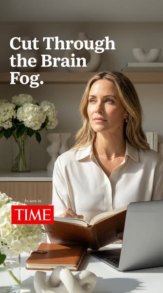This image ad aims to address the problem of brain fog and introduces a solution. It positions the brand as a credible a