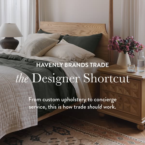 This image ad for Havenly Brands Trade promotes their interior design services for trade professionals, positioning them