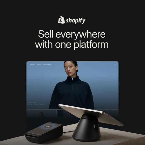 A static image ad for Shopify. The ad highlights the Shopify platform as a comprehensive solution that allows businesses