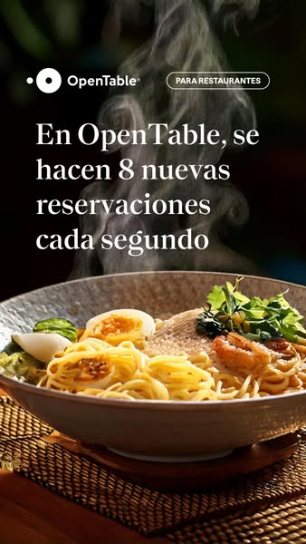 This ad for OpenTable uses a close-up shot of a steaming bowl of ramen to highlight the volume of reservations made thro