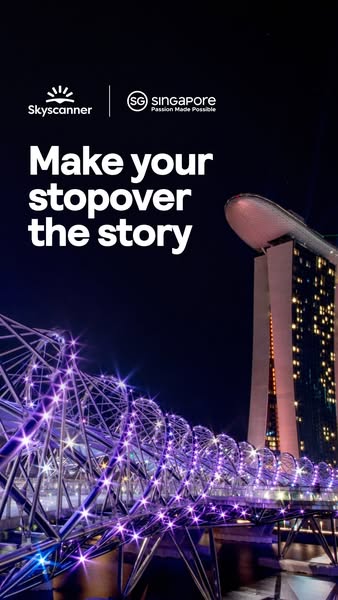 This ad from Skyscanner and Singapore Tourism encourages travelers to make Singapore their stopover destination.