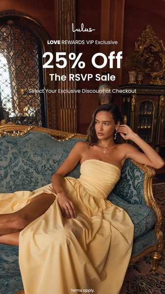 This image ad for Lulu's promotes their RSVP sale for LOVE REWARDS VIP members, offering 25% off, which can be unloc