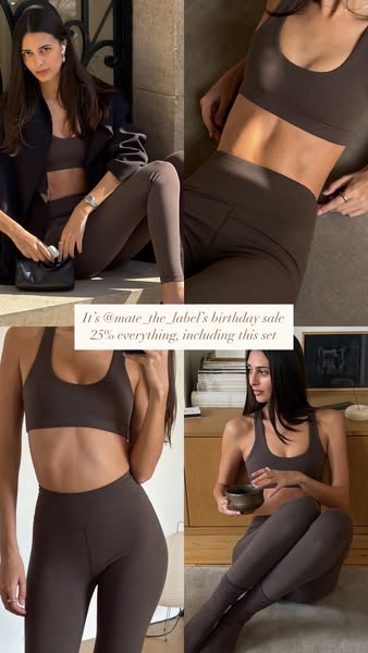 This ad features a collage of four images promoting the MATE the Label brand's birthday sale, offering 25% off every