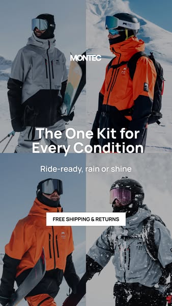 This ad for Montec emphasizes the versatility of their outerwear by showcasing it in four different weather conditions. 