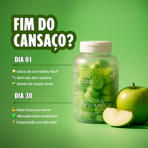 This ad promotes gummy supplements containing creatine. The ad highlights the benefits of taking the gummies to alleviat