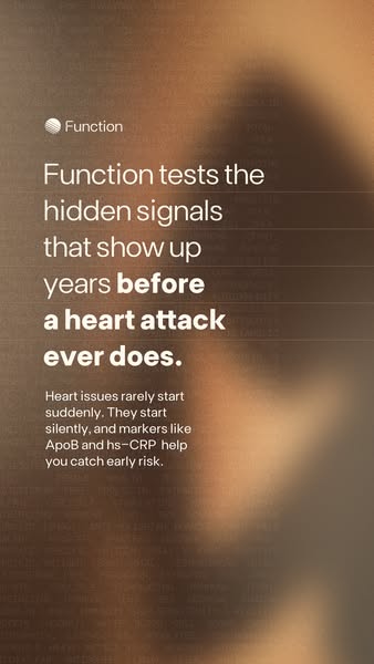The ad is for Function, a service that tests for hidden signals that show up years before a heart attack. The ad emphasi