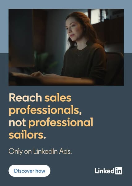 This LinkedIn ad uses a contrasting message to highlight the platform's ability to target sales professionals, diffe