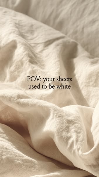 The ad is a close-up shot of sheets that used to be white, but now appear off-white. This is meant to represent the pain