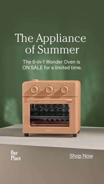 This ad features the Our Place 6-in-1 Wonder Oven, highlighting that it is on sale for a limited time and encouraging th