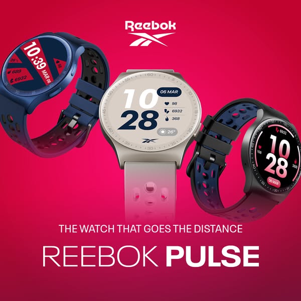This ad showcases the Reebok Pulse watch in three different colors. The ad highlights the watch's ability to track d
