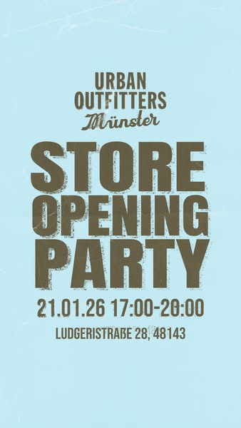 This image promotes a store opening party for Urban Outfitters in Munster.