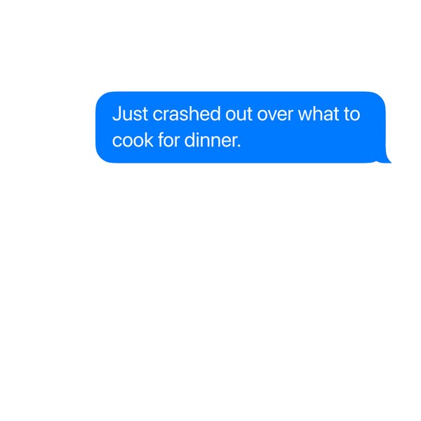This ad uses a screenshot of a text message to convey the pain point of not knowing what to cook for dinner. It is likel