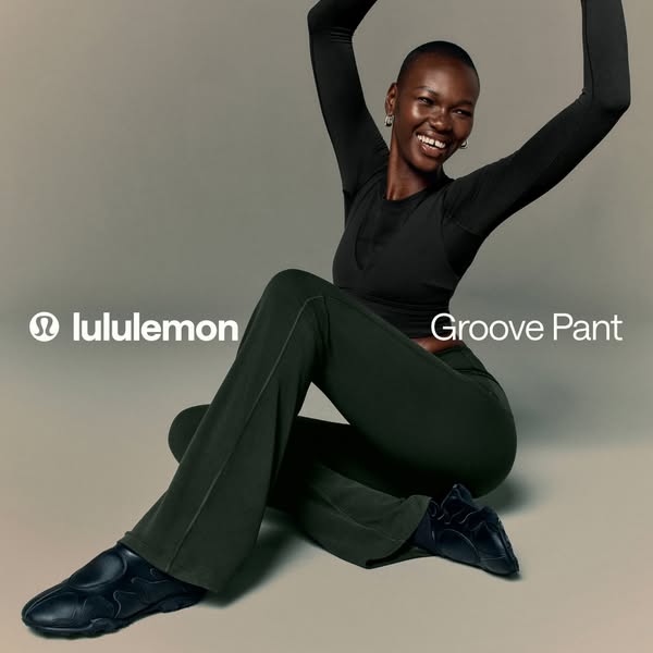 This ad showcases Lululemon's Groove Pant, featuring a model in the product with the brand and product name displaye