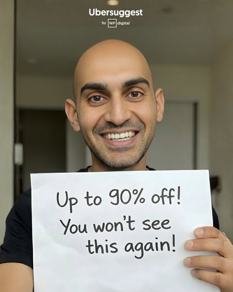This ad features Neil Patel announcing a limited-time offer for Ubersuggest.