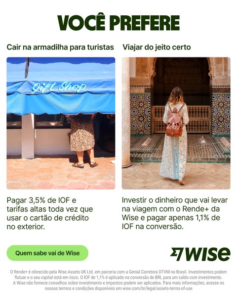 The ad compares the Wise Rende+ investment account with the high fees and taxes associated with using credit cards while