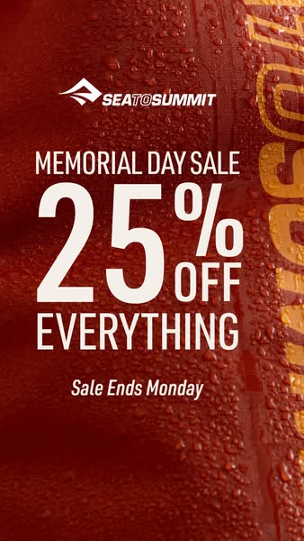 The ad is announcing a flash sale for 25% off everything from Sea to Summit, and the sale ends on Monday.