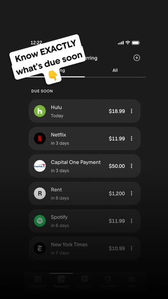 This ad is a screen recording of an app, which reminds users of upcoming payments that are due soon. The ad is designed 