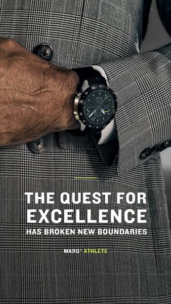 This image ad showcases the brand MARQ Athlete watch and is targeting a male athlete.